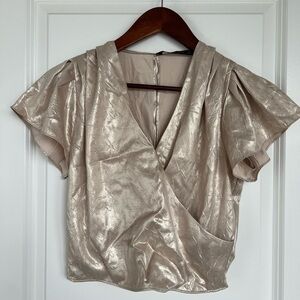 Zara Metallic Wrap Blouse